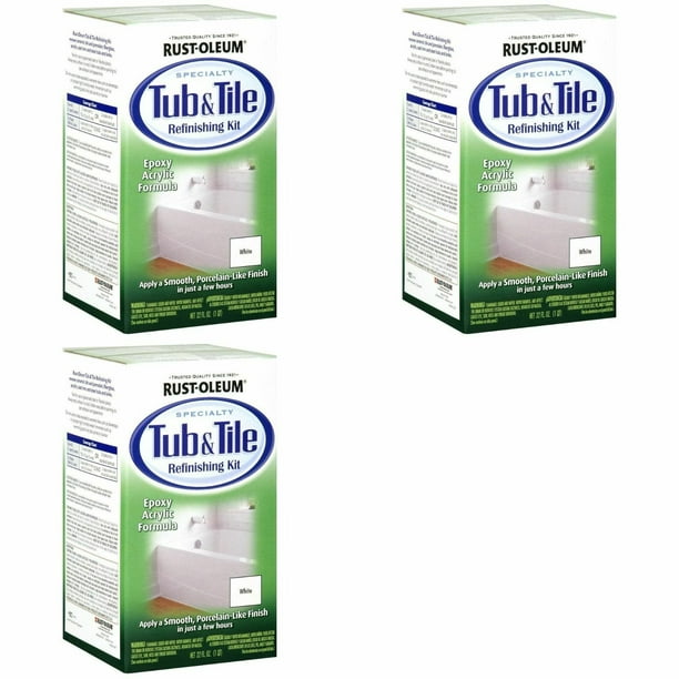 (3) RustOleum 7860519 Tub And Tile Refinishing 2Part Kit White