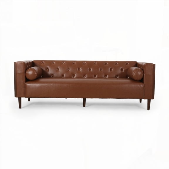 3-SEATER SOFA - Contemporary Design, Tufted Backrest & Rolled Accent Pillows