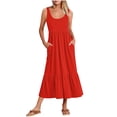 thumbnail image 1 of SELONE Summer Maxi Dresses for Women V Neck Sleeveless Dress Wide Strap Vacation Dresses with Pockets Holiday Sundress, 1 of 6