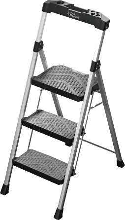 Hyper Tough Steel 3-Step Folding Step Stool with Large Platform