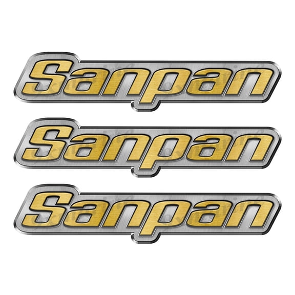 3 Sanpan Boat Stickers "3D Vinyl Replica" of original - 10" long