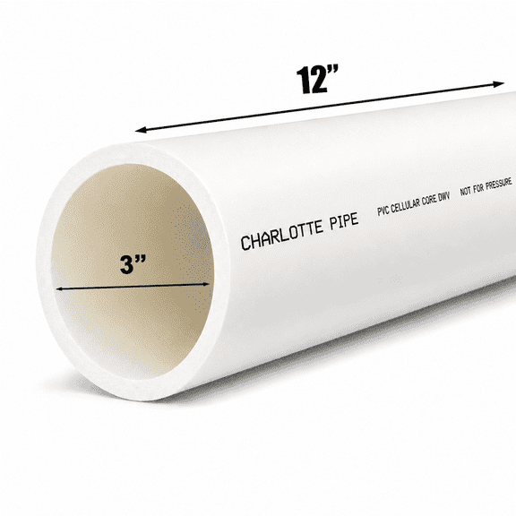 Pvc Foam Core Pipe Schedule 40 Dwv 3 in Dia x 12 in Length
