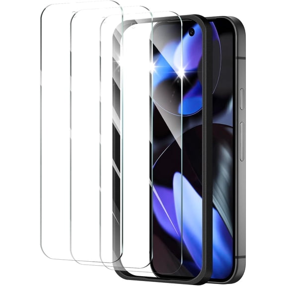 3*Screen Protector for Google Pixel 9/9 Pro/10/10 Pro with a Installation Alignment Aid, Double Shatterproof HD Tempered Glass Film, Impact-Protection [9H Hardness][Anti-Shatter][Anti-Scratch]