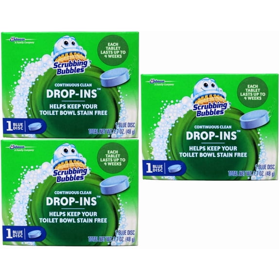 3 Scrubbing Bubbles Drop-Ins Toilet Tank Cleaner Tablet 1.7Oz 4-Week Bowl Care