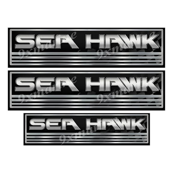 3 Sea Hawk Boat Stickers. Remastered Name Plate