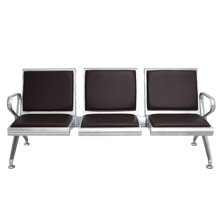 3-Seat Bench Airport Office Reception Waiting Chair W/ PU Leather