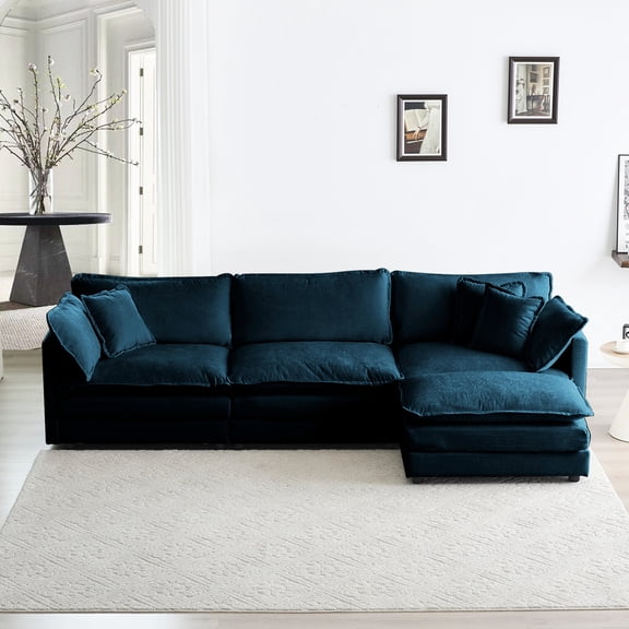 3 - Seat Blue Sectional | Supportive pillows and breathable fabric | Weekend rest