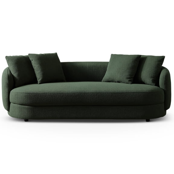 3 Seat Mid-Century Boucle Couch | Ideal for Urban Loft and Condo | High-Density Foam and Solid Wood Frame | Comfortable and Stylish for Primary Space