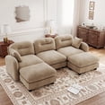 thumbnail image 1 of 3-Seat Modular Sectional U-Shaped Couch With Ottoman,Premium Chenille Fabric Soft Throw Pillows,High-Density Foam Ergonomic Design Easy Install,Camel, 1 of 13