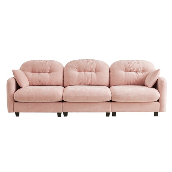 3-Seat Modular Straight Sectional Sofa Pink, Easy Install, Cloud Chenille Couch