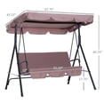 thumbnail image 1 of 3 Seat Outdoor Patio Swing Chair, Porch Swings with Adjustable Canopy, Outside Swing Bench with Powder-Coated Steel Frame for Backyard, Garden, Yard, Poolside, Balcony, Brown, 1 of 6