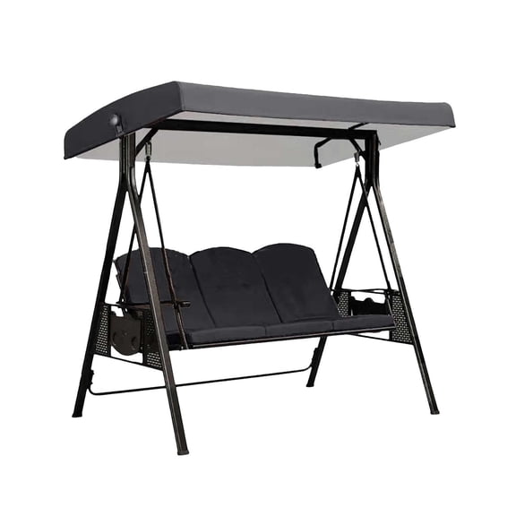 3 Seat Patio Swing Bed Adjustable Canopy Garden Swing Convertible Outdoor Porch Swing