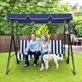 3Seat Patio Swing Chair,Outdoor Porch Swing with Adjustable Canopy and