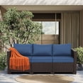 thumbnail image 1 of 3-Seat Patio Wicker Sofa Outdoor Rattan Couch Furniture Steel Frame with High Back NO-Slip Cushioned, Blue, 1 of 8