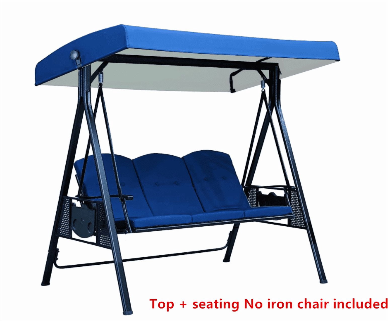 SNPOSN 3-Seat Porch Swing, Outdoor Patio Swing Chair with Adjustable Canopy & Removable Cushions, Swing Glider for Garden, Poolsid Blue