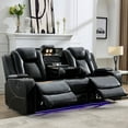 thumbnail image 1 of 3-Seat Power Recliner Chair Sofa Set for Living Room,Black Faux Leather Electric Home Theater Seating Reclining Sofa Couch with Flipped Middle Backrest,LED Light,USB Port,Cup Holder,Hidden Arm Storage, 1 of 8