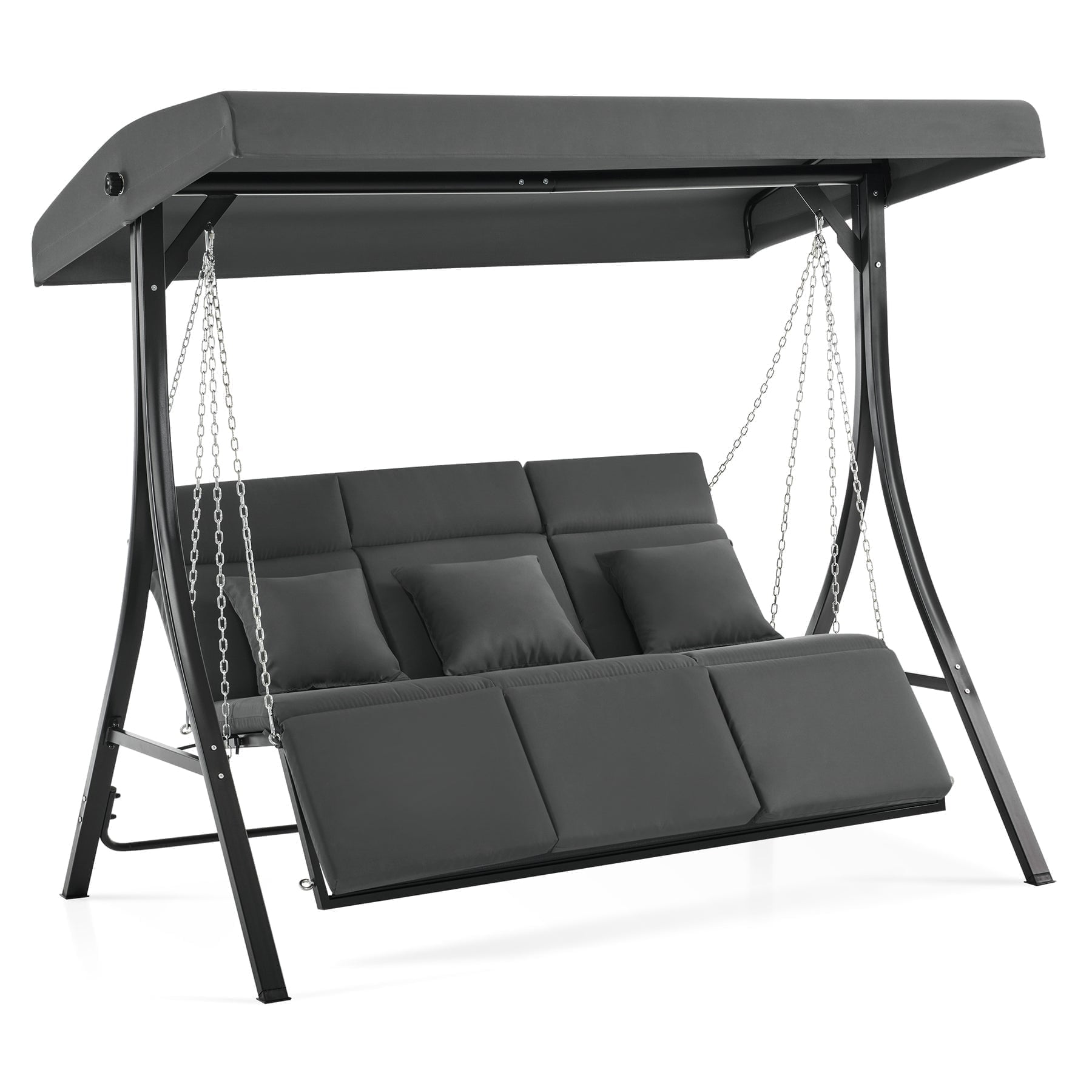 MCombo 3-Seat Heavy Duty Reclining Porch Swing Chair with Legrest