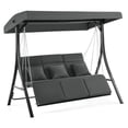 thumbnail image 1 of MCombo 3-Seat Heavy Duty Reclining Porch Swing Chair with Legrest, 680 lb Capacity, Cushions and Pillows, Gray, 1 of 11