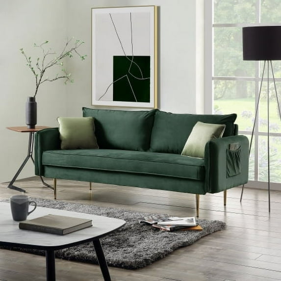 3 Seat Sofa Velvet Plush Couch Upholstery Fabric Futon Sofa Bed, Multiple Colors