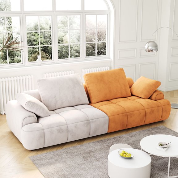3-Seat Sofa in Gray-Yellow with Modern Style / Spacious and Comfortable for Living