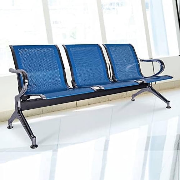 3-Seat Waiting Room Chairs - Airport Reception Chairs Lobby Bench Seating for Office Business Bank Hospital, Blue$$Office