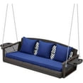 3Seat Wicker Hanging Porch Swing Outdoor with NonSpill Cup Holder