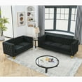 thumbnail image 1 of 3-Seater + 2-Seater Velvet Sofa Couch with Nailhead Trim, Tufted Buttons & Metal Legs, Modern Upholstered Sofa for Living Room, Black, 1 of 7