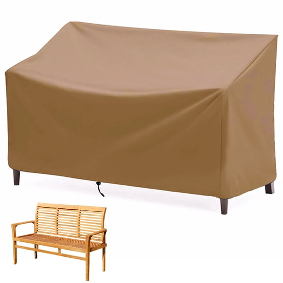 3 Seater Bench Cover, Outdoor Patio Furniture Protector, 600D Oxford Fabric, Weather-Resistant, 64.2 x 26 x 35 Inches, Brown