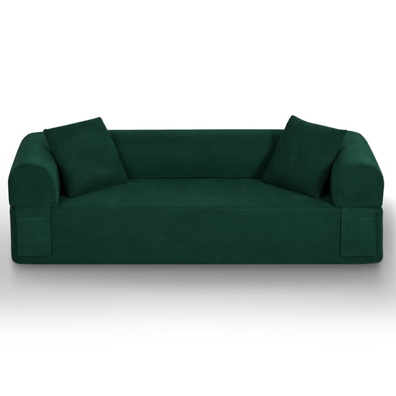 3Seater Boneless Cloud Sofa, Corduroy Compressed Couch No Assembly Needed, Modern Sponge & Pocket Spring Sofa for Living Room Apartment Office
