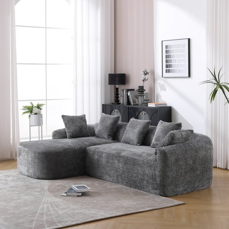Seater Boucle Sofa for Living Room, Oversized Comfy L-Shape Sofa