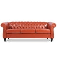 thumbnail image 1 of 3 Seater Chesterfield Faux Leather Sofa, Button Tufted Couch With Nailhead Trim Rolled Arms for Living Room Office, 1 of 16