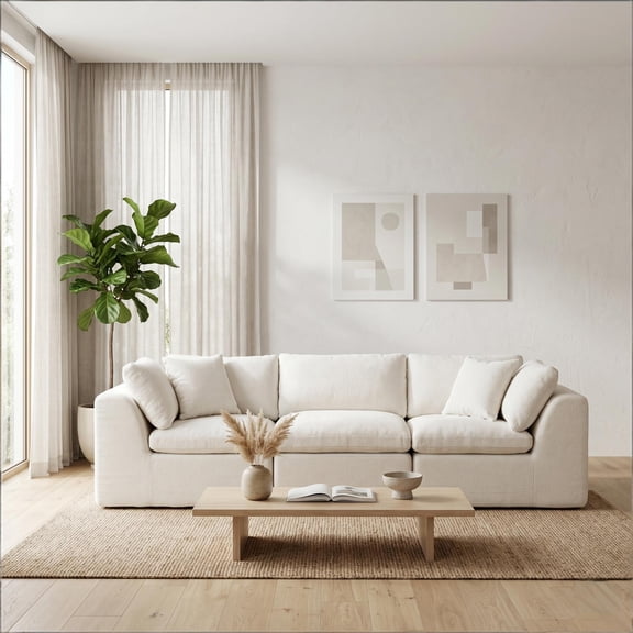 3 Seater Cloud Couch, No Assembly Required Modular Boneless Sofa, Comfy Deep Seat Sectional Sofa for Living Room, Bedroom, Apartment