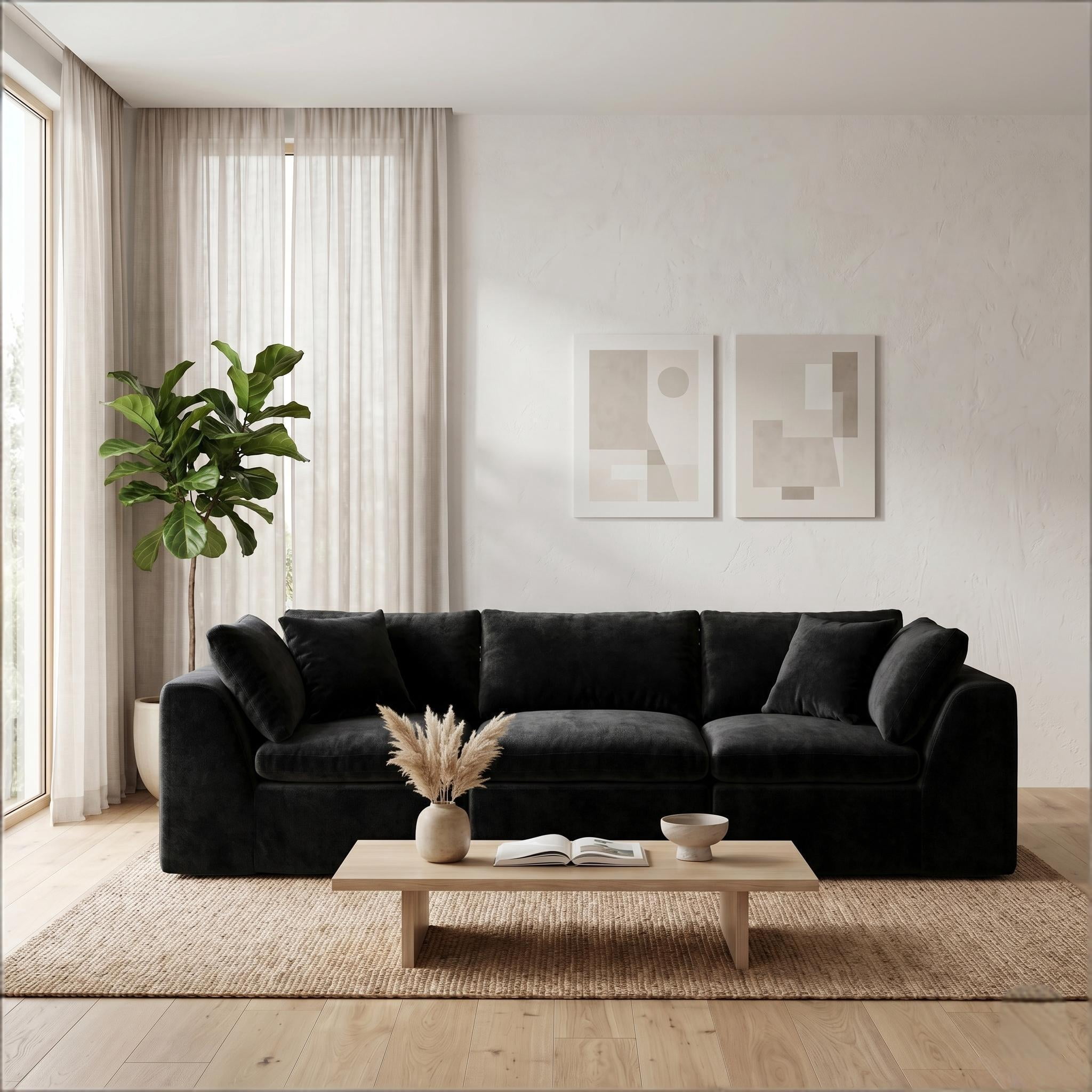 3 Seater Cloud Couch, No Assembly Required Modular Boneless Sofa, Comfy Deep Seat Sectional Sofa for Living Room, Bedroom, Apartment
