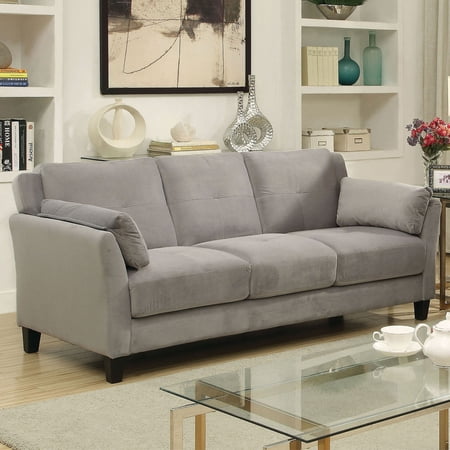 3 Seater Contemporary Sofa with Cushioned Armrests, Gray