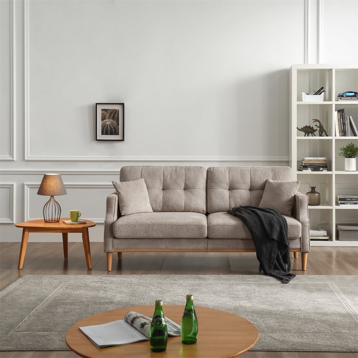 3 Seater Couch with USB Charge Port and 2 Pillows Modern Upholstered Sofa Couch With Waterproof Fabric 70.1 L Living Room Sofa Lounge Couch for Home