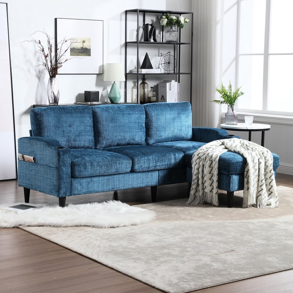 3-Seater Couch with Spacious Ottoman and Armrest Cup Holders / Great for Relaxing at Home