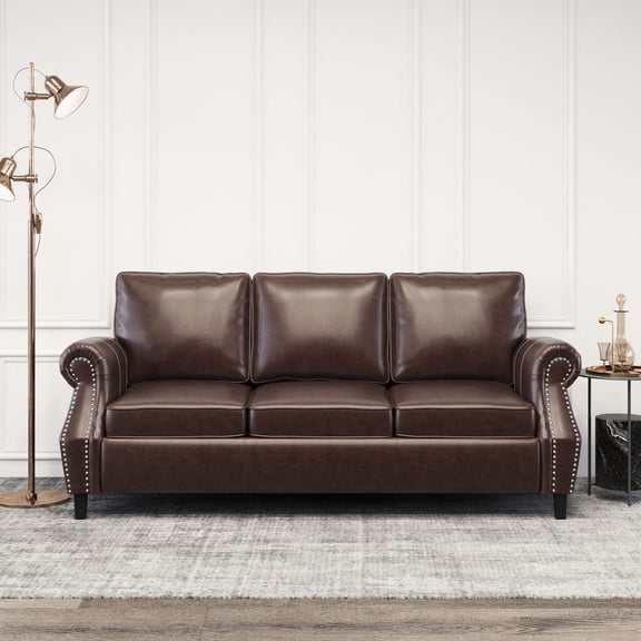3 Seater Faux Leather Couch / Refined Minimalistic Structure / Bedroom Sitting Area