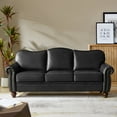 thumbnail image 1 of 3 Seater Faux Leather Sofa Upholstered Couch with Nailhead Trim Rolled Armrest for Living Room Black, 1 of 7