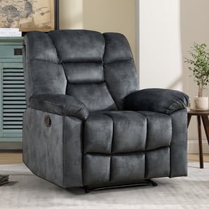 3-Seater Manual Recliner Sofa,1+2+3 Pieces Overstuffed Fabric Reclining Couch with Removable Console Featuring Cup Holders for Living Room and Home Theater(Dark Gray,Chair+Loveseat+Sofa)