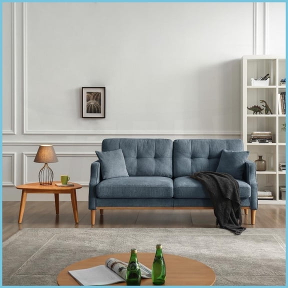 3-Seater Modern Living Room Sofa with Waterproof Polyester Fabric & USB Ports | Color: Blue | Upholstery Material: Polyester | Cushion Back