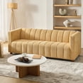 thumbnail image 1 of 3-Seater Modern Sofa with Removable Throw Pillows Chenille Fabric Couch for Living Room Camel, 1 of 7