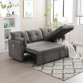 thumbnail image 1 of 3 Seater Modular Sectional Sofa with Pull-Out Bed and Reversible Storage Chaise, Comfy Chenille L Shaped Convertible Sleeper Couch with Pocket 3 Seat Couch for Living Room Home Office Gray, 1 of 9