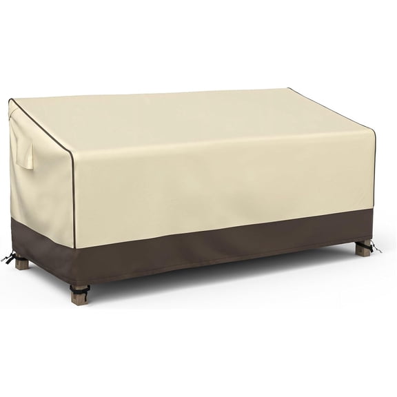 MR. COVER Outdoor Sofa Cover Waterproof, Patio Furniture Cover for 3-Seater, 420D Heavy Duty Patio Sofa Cover with Air Vent, Wind & Snow Resistant, 88"W x 40"D x 35"H, Brown & Khaki