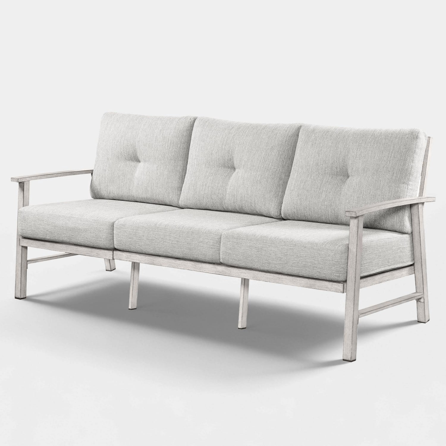 3-Seater Outdoor Patio Sofa, Aluminum Outdoor Couch with 5.9" Thick Cushions, All-Weather Patio Furniture Sofa for Backyard, Balcony, Poolside, Lawn, Silver Gray