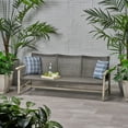 thumbnail image 1 of 3 Seater Outdoor Patio Sofa, Rattan Couch Furniture with Wood Wide Armrests and Deep Seating, 3-Seat Patio Sofa for Porch, Backyard, Pool, Sunroom, Poolside (Grey), 1 of 9