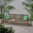 thumbnail image 1 of 3 Seater Outdoor Patio Sofa, Rattan Couch Furniture with Wood Wide Armrests and Deep Seating, 3-Seat Patio Sofa for Porch, Backyard, Pool, Sunroom, Poolside (Natural), 1 of 9