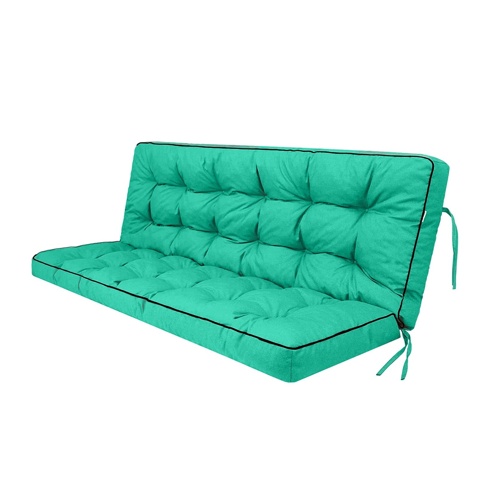 3-Seater Outdoor Porch Swing Cushion with Backrest, 60×40 Inch 5 Inch Thick Splash-Proof Patio Bench Replacement Cushion with Fastening Ties for Backyard Garden Outdoor Furniture