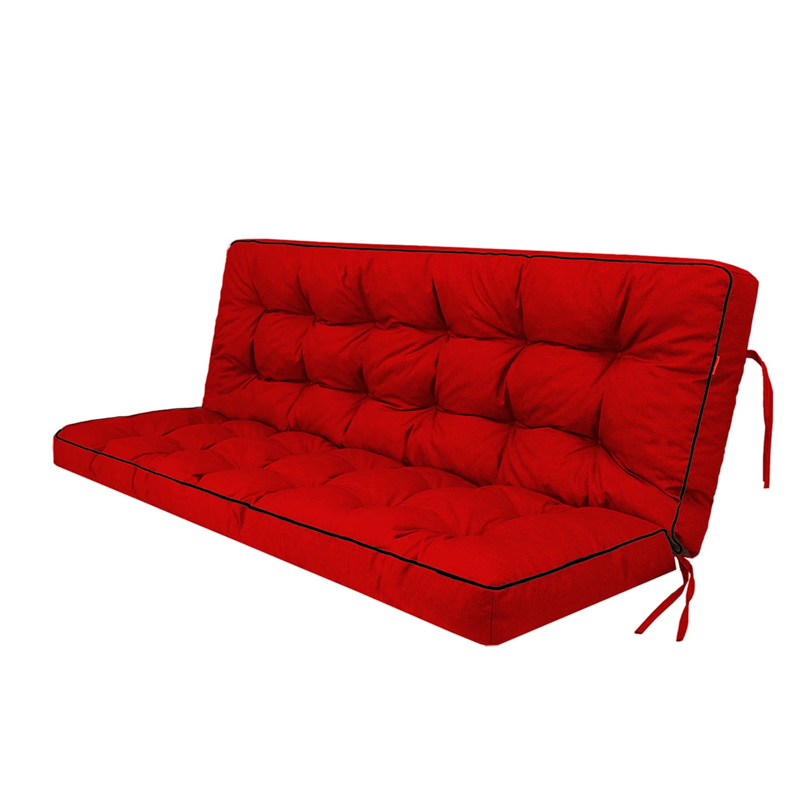 3-Seater Outdoor Porch Swing Cushion with Backrest, 60×40 Inch 5 Inch Thick Splash-Proof Patio Bench Replacement Cushion with Fastening Ties for Garden Backyard Outdoor Furniture