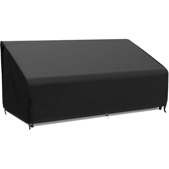 3-Seater Outdoor Sofa Cover, 600D Heavy Duty Waterproof Protection Patio Furniture Cover, 80" x 38" x 35", Black