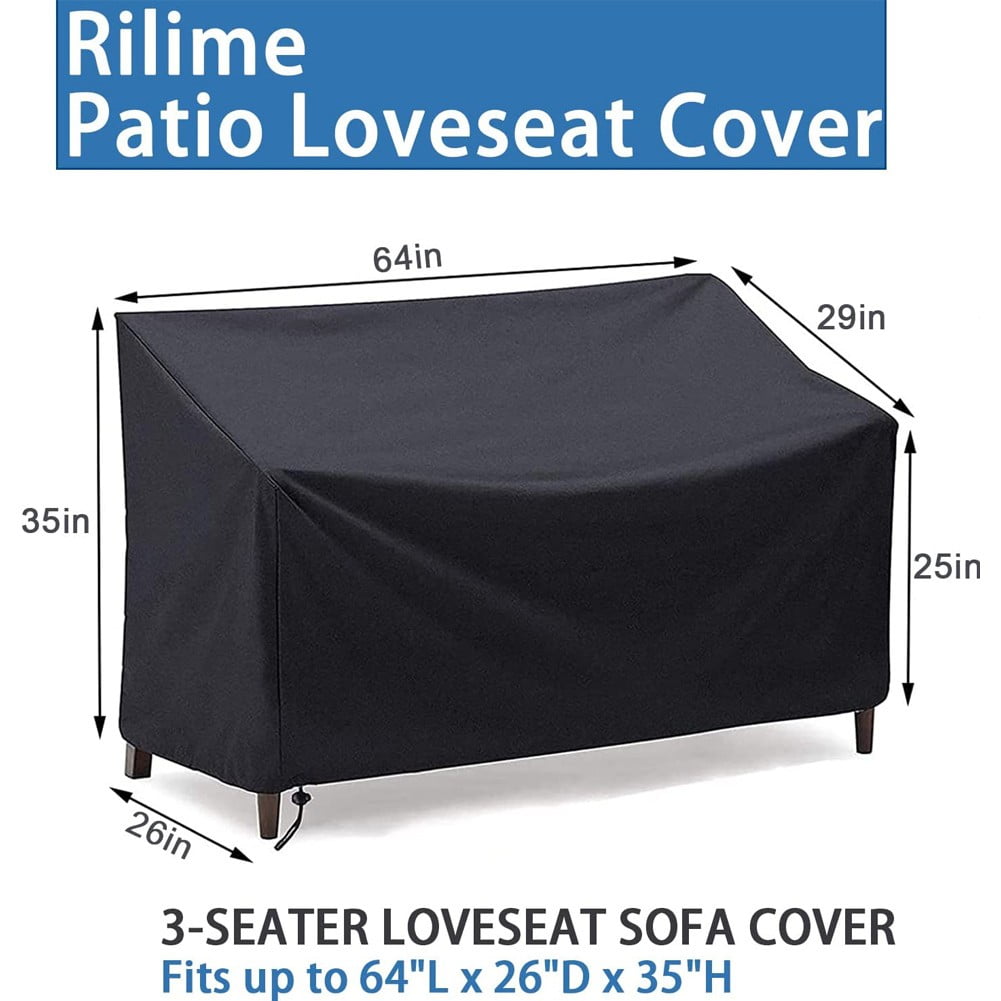 3-Seater Outdoor Sofa Cover, Waterproof Outdoor Couch Cover, Heavy Duty Patio Furniture Covers for Outdoor Seating, Windproof Patio Sofa Covers for Winter